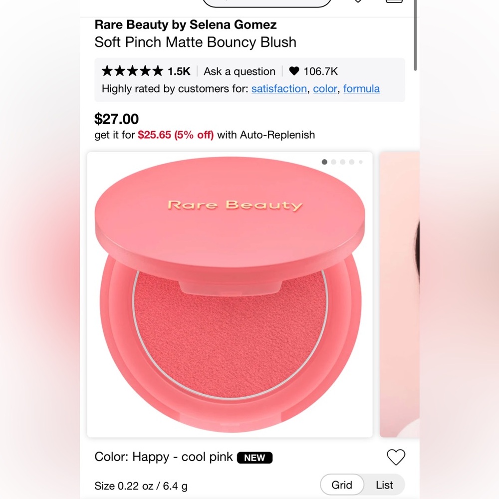 Rare Beauty Soft Pinch Matte Bouncy Blush - Cool Pink